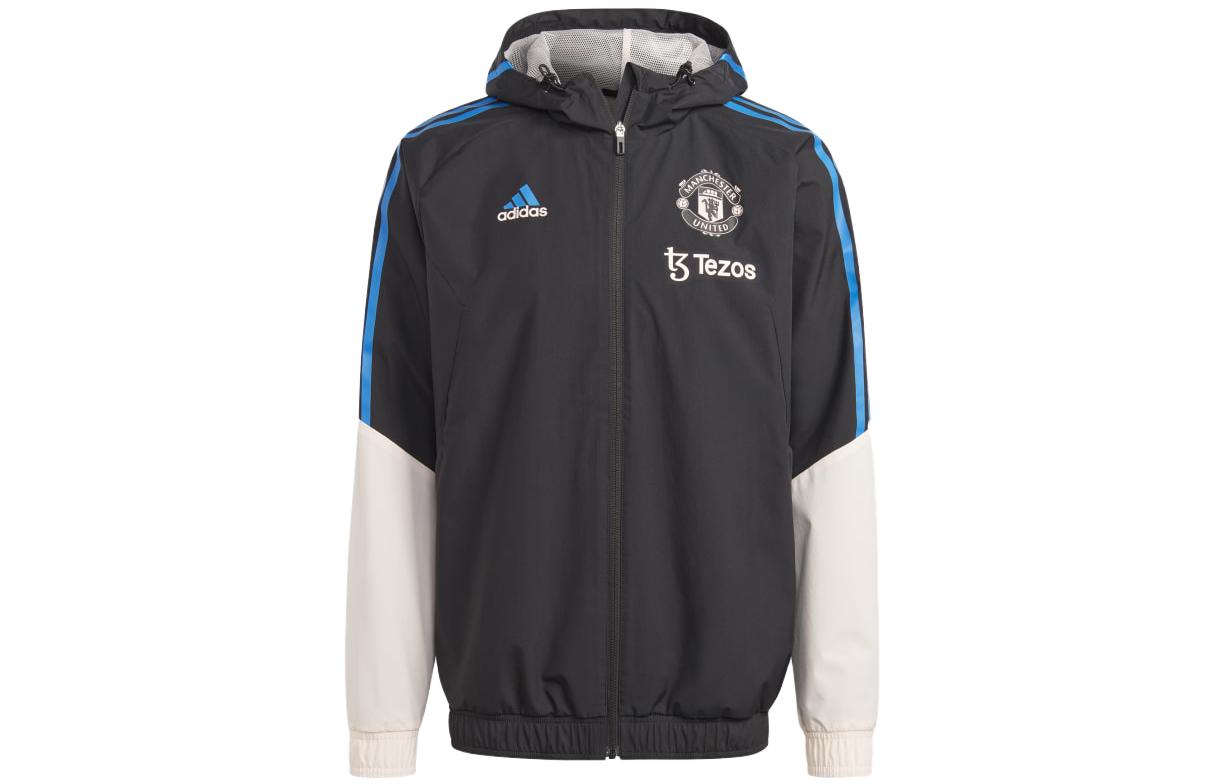 Adidas Manchester United Sweatshirts Men s Black Hooded Moderate Cardigan HT4288 L