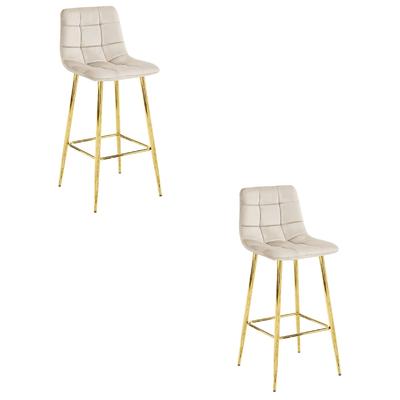 ARCETO Stool - Beige Velvet / GOLDEN Legs X 2