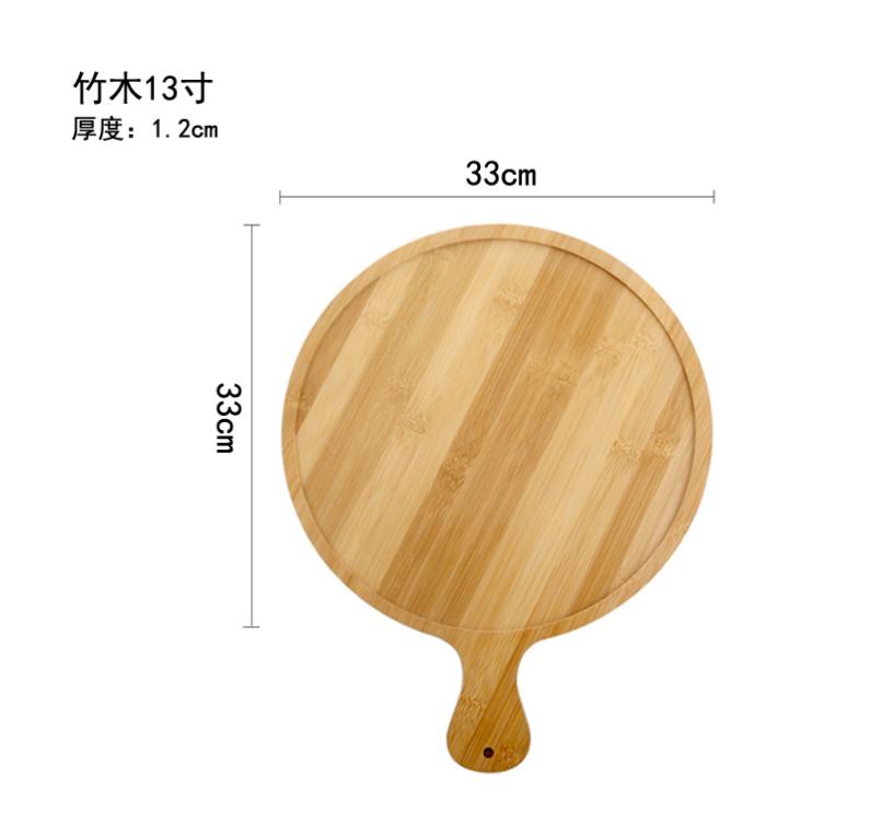 Pizzateller aus Bambusholz, Steakteller, Brotform, Kuchenform, runde Holzpalette, Dim-Sum-Teller, Holztablett, Präsentationstablett, Holzteller