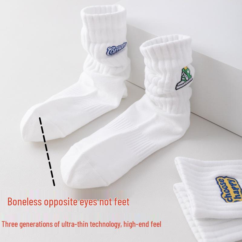 Cityboy Men's Trendy Cartoon Embroidery Mid-Calf Socks - Sweat-Absorbing Sport Socks for Autumn & Winter