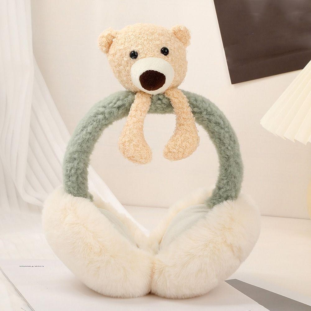 Soft For Children Stuffed Funny Unisex Female Ear Flap Bear Shape Earwarmer Cute Cartoon Earmuff