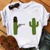 Funny Cactus T Shirts Women Summer Cute White Short Sleeve Top Tshirt Graphic Tee Shirt Femme Plant Print Tshirt Camisetas