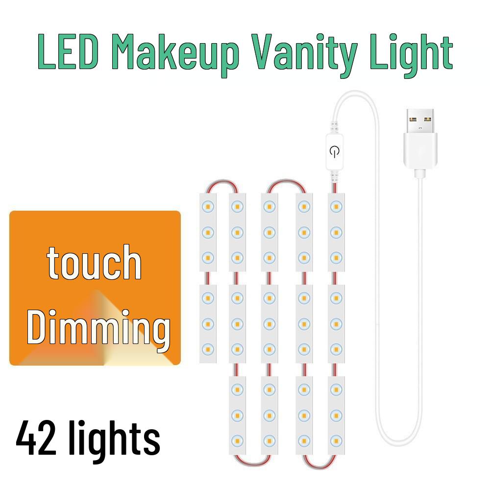 USB 5V LED Vanity Mirror Light - Waterproof, Self-Adhesive, Punch-Free Makeup Light for Bathroom