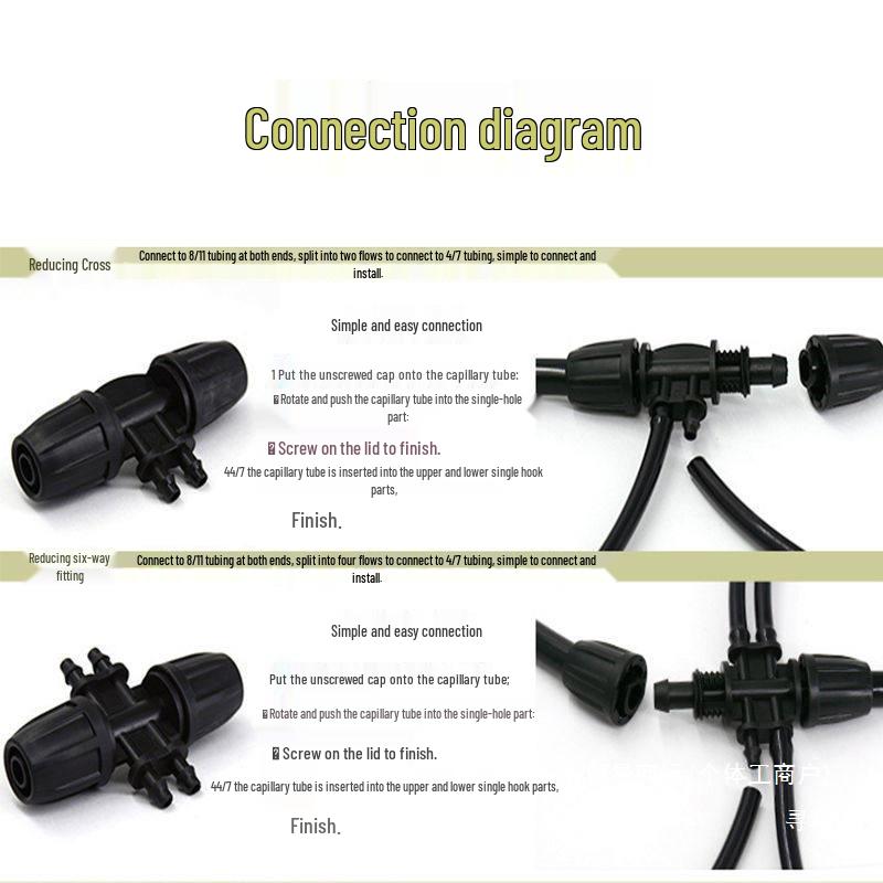 8/11 To 4/7 Tube Quick Connect Reducer Tee - Micro-Spray Gardening Accessory