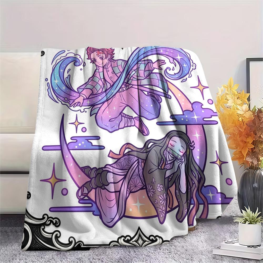 Demon Slayer Tanjiro Print Flannel Blanket, Ultra Soft High Quality All Seasons Warm Throw, Home Decor Cozy Blanket, Perfect Christmas Gift
