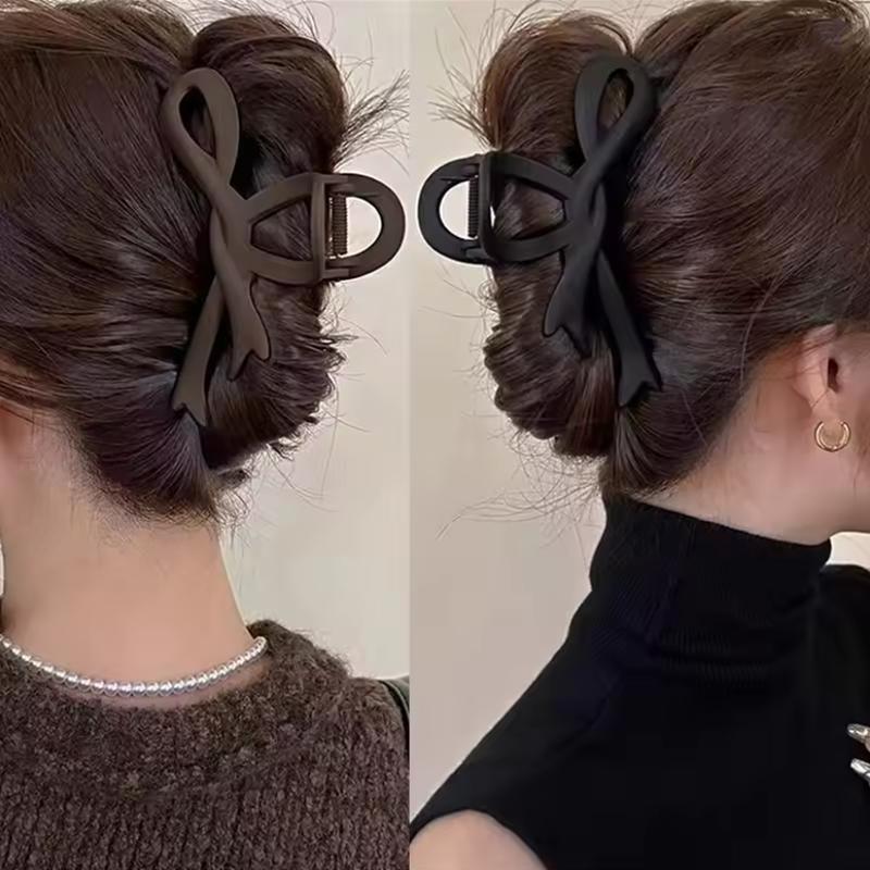 12CM Matte Hair Clips Vintage Ribbon Bow Hair Claws Crab Headwear Hairpins Shark Ponytail for Women Hair Accessories Barrettes