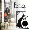 Metal Wall Hanging Halloween Witch Decoration with Cauldron Hanging Sign Indoor Outdoor Halloween Craft Ornament for Seasonal Home Display