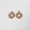 Multicolor Rainbow Zirconia Sunflower Copper Charms, Golden Plated Cute Pendants for DIY Earring Necklace Craft Making