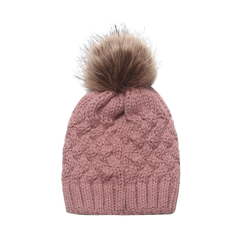 New children's knitted hat infant warm cold hat girl baby child solid color wool hat winter