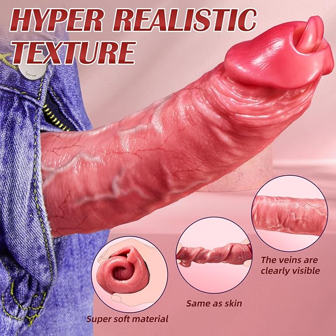 Realistisk penisforlenger for menn med 10 slikkevibrasjonsmønstre Realistisk penisforstørrelses- og fortykkelsesleketøy for voksne, mannlig vibrator