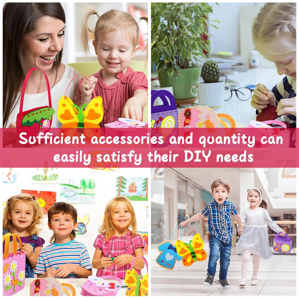 8Pcs Kids Sewing Kit DIY Felt Sewing Kits Preschool Educational Toys Craft Felt with Safety Needle for Boys Girls Beginners