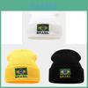Brazilian Flag Embroidered Knit Beanie With Windproof Warmth For Outdoor Casual Wear