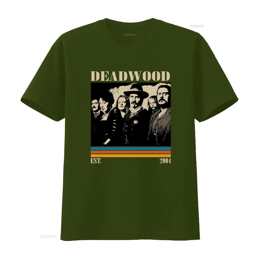 Vintage Retro Deadwood Western TV Show Classic Characters Print Casual T Shirt vintage Washed fashion Unisex