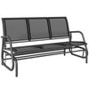 Mecedora Columpio de 3 Plazas para 3 Personas Banco de Jardín Muebles de Patio Estructura Metálica, Negro
