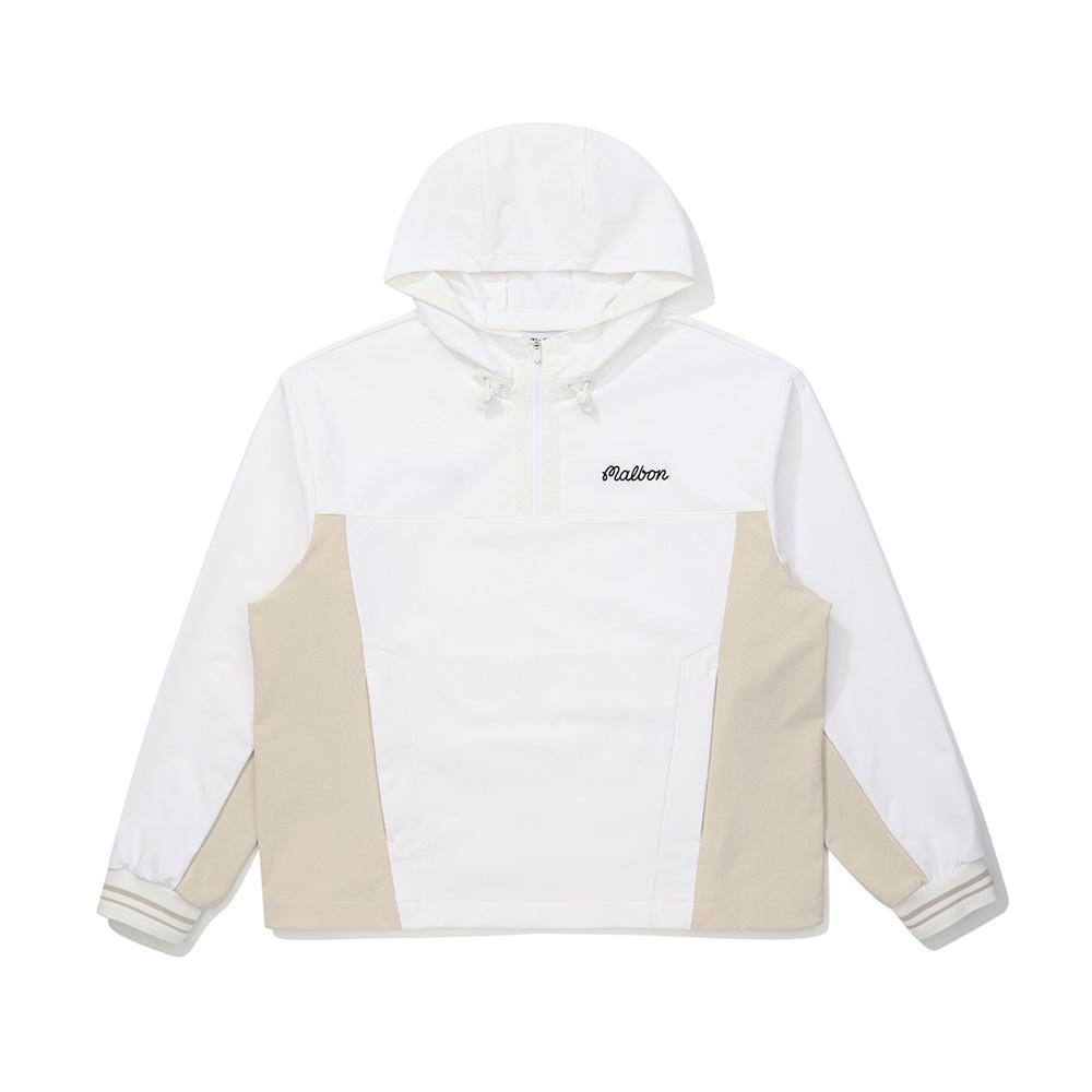 MALBON GOLF Women'S Woven-Like Jersey Softshell Hooded Anorak White (Woman)