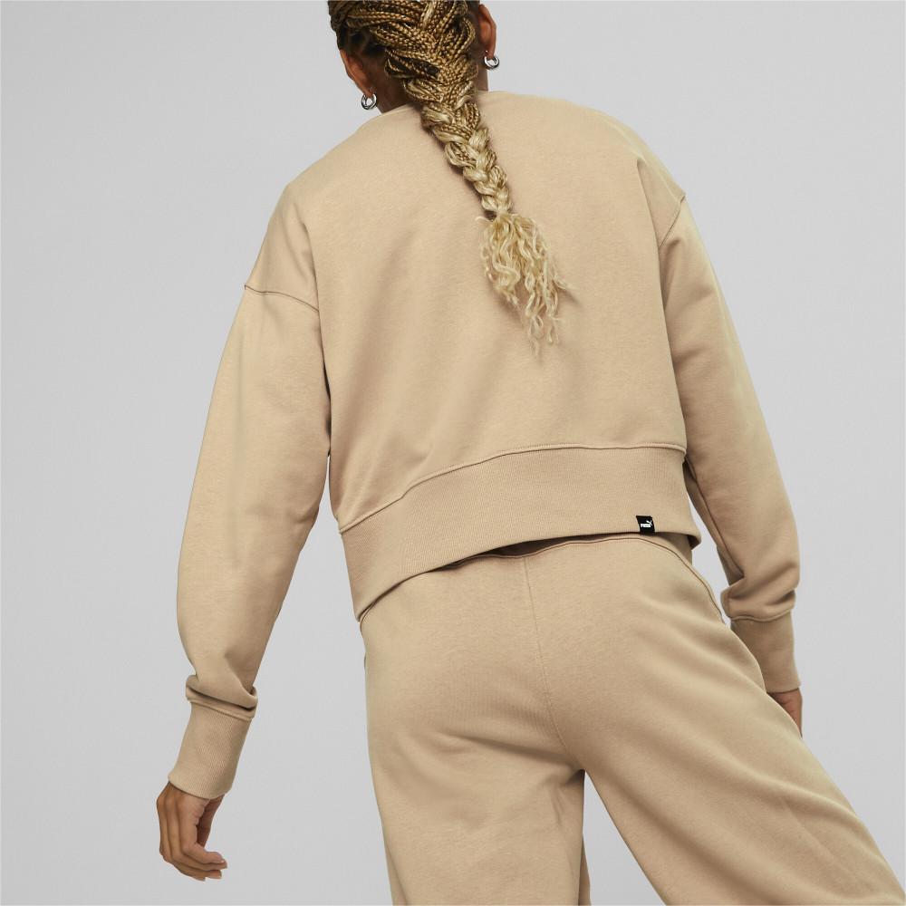 Puma Her Crew TR Solid Color Round Neck Sports Sweatshirt Women Sweatshirt Khaki 673109-89