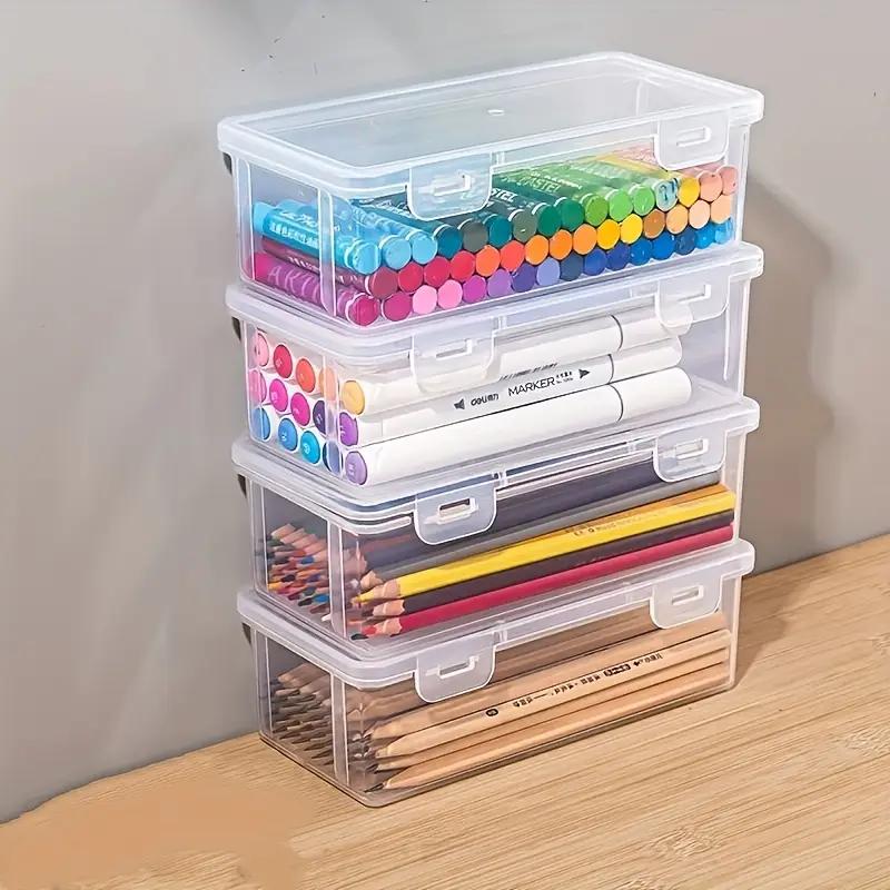 1pcs Trousse à crayons en plastique translucide Grande capacité Boîtes à crayons Boîte de rangement portable Organisateur Fournitures de bureau pour étudiants