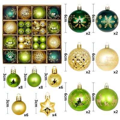 44PCS Durable Plastic Christmas Ball Set 20 Colors Suspensable Christmas Tree Balls 3-6cm Xmas Baubles Scene Supplies