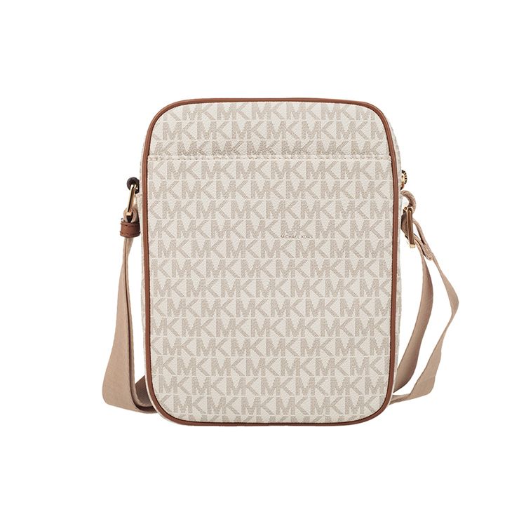 Michael Kors Jet Set Travel Monogram Vintage Zip Closure PVC Phone Crossbody Bag Women bags Vanilla 35H9GTVC1B-VANILLA