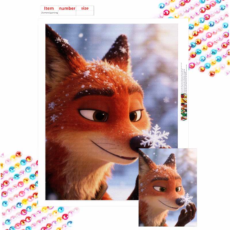Disney themed diamond painting kit handmade diy5D home decoration giftNick Wilde winter snowflake Round 20x30cm