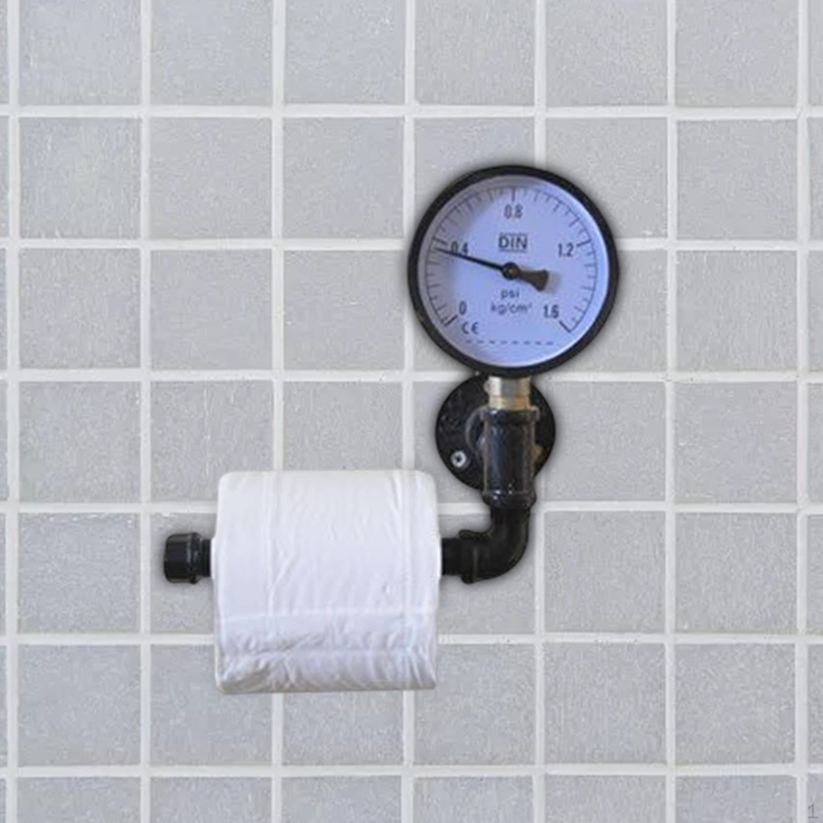 

Vintage Toilet Paper Roll Holder Mounted Shelf Easy to Install Floating Water Pipe Rack Rustproof