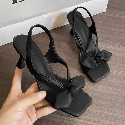 Sexy Women Bow High Heels Sandals Designer Heeled Shoes 2025 Trend Summer New Fad Stilettos Pumps Square Toe Sandalias De Mujer