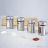 4 Silver Salt and Pepper Shakers, Spice Dispensers, Spice Jars, Seasoning Bottles, Glass Spice Shakers, Sieves, BBQ Spice Containers