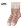 Non Shedding Velvet Socks Thickened Long Plush for Women Warm Coral Fleece Socks Comfortable House Winter Thermal Sleep Anti-static Contrast