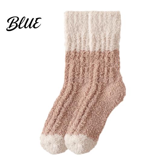 Non Shedding Velvet Socks Thickened Long Plush for Women Warm Coral Fleece Socks Comfortable House Winter Thermal Sleep Anti-static Contrast