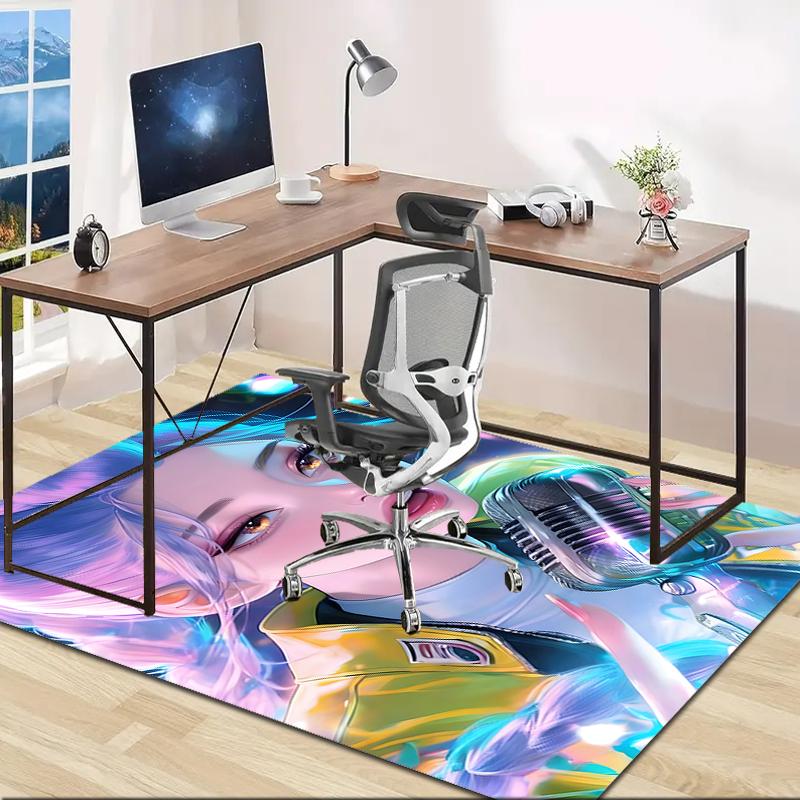 1pc KPop Demon Hunters RUMI5 Design Area Rug - Non-Slip, Soft & Cozy Floor Mat for Living Room, Bedroom, Office - Indoor/Outdoor Decorative Carpet