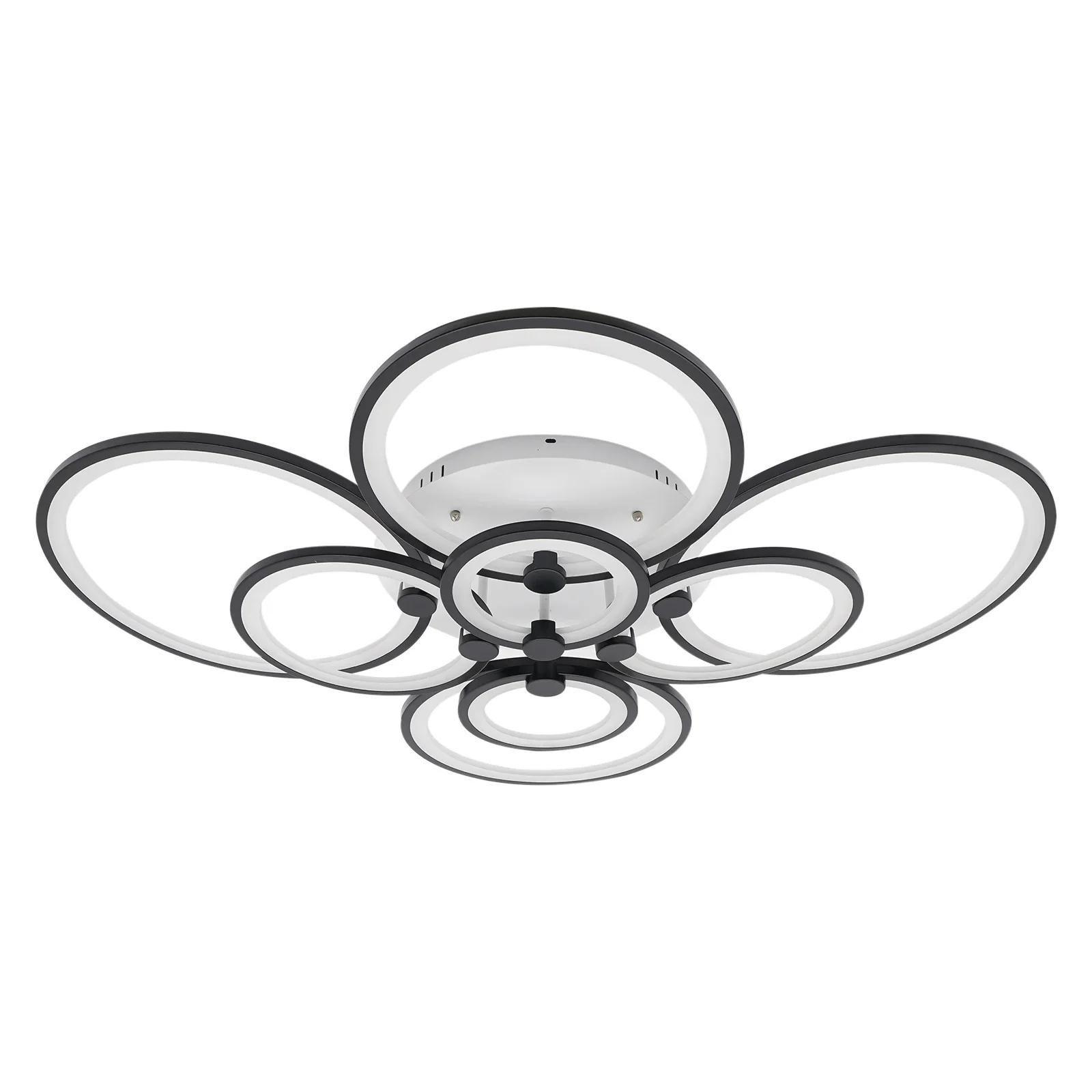 

8-Light Modern LED Ceiling Lamp with Remote Control, Transparent Acrylic Shade, Semi-Flush Mount Chandelier for Dining Room чорний