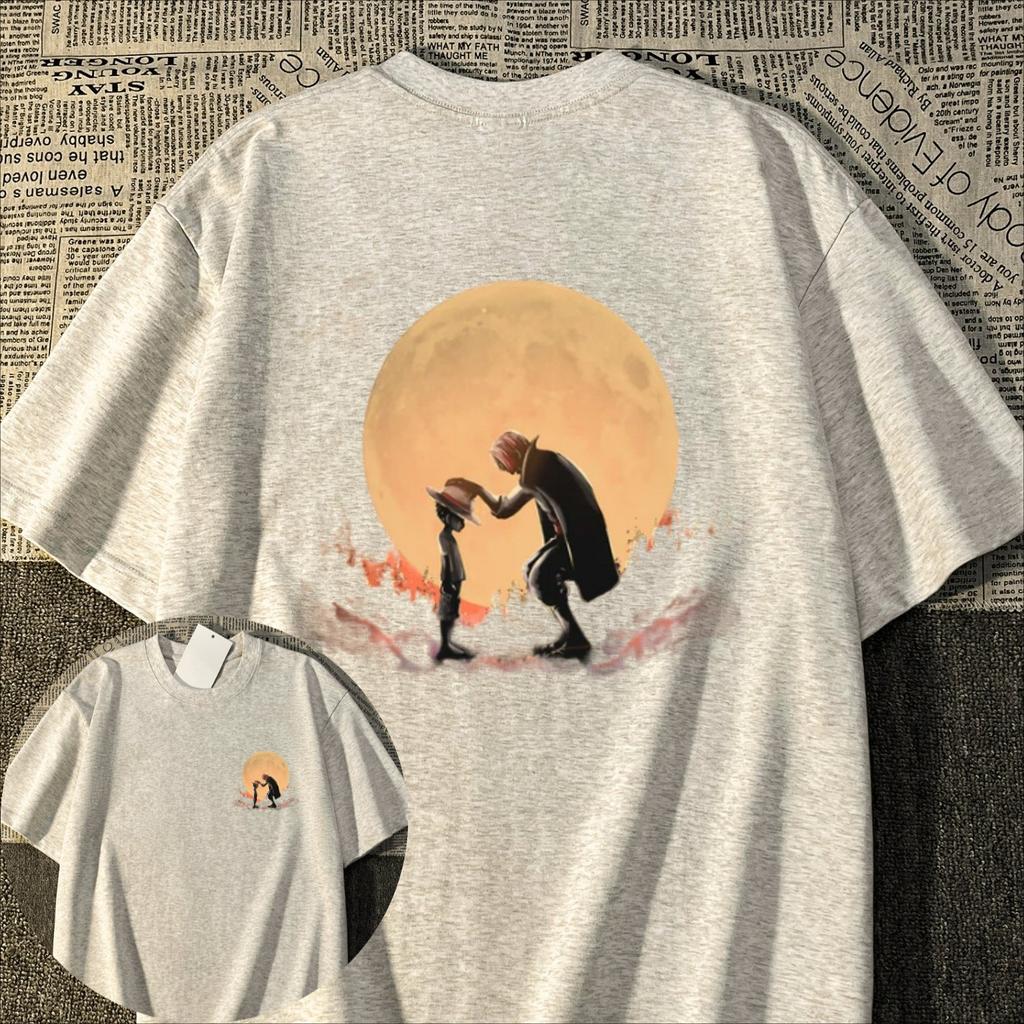 100% reine Baumwolle Japanischer Stil Anime One Piece Bedruckte Kurzarm-T-Shirts für Männer und Frauen Lockerer Sommer Partner Oberteile