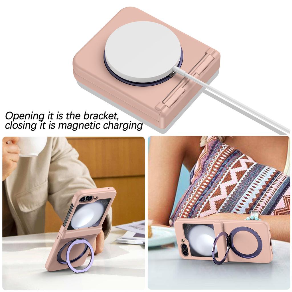 Applicable to Samsung Z flip7 mobile phone case all-inclusive hinge 360 magnetic bracket wireless charging z flip5 protective case