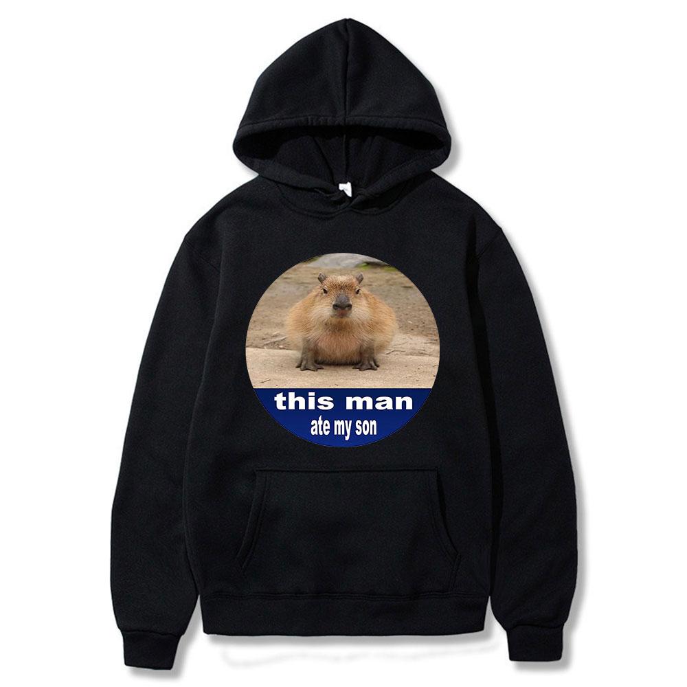 Funny Ok I Pull Up Capybara Print Hoodie Men's Fashion Casual Oversized Hooded Sweatshirts Gothic Pullovers Clothes for Teens