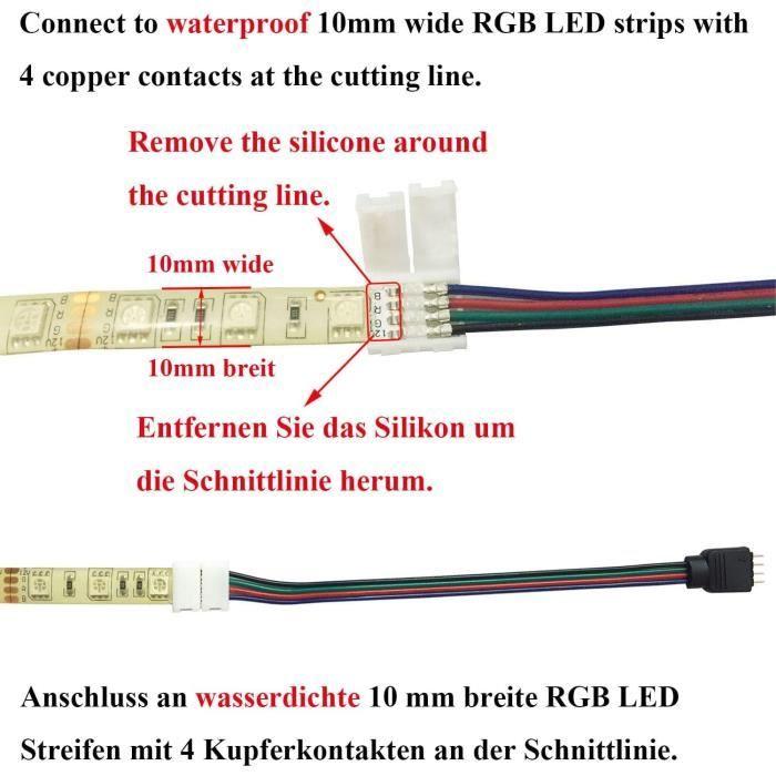 Connecteur LED - RGB - 5050 - 4 broches - 17 cm - Câble d'extension multicolore