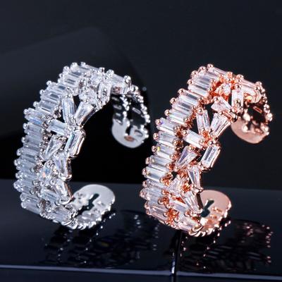 J0083 Hand Jewelry Square Zircon Creative Opening Ring For Women