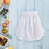 Grembiule da cameriera in stile europeo bianco, a mezza vita, morbido poliestere, bordi arricciati, 2 tasche, per cucina, cucina, cameriera, server