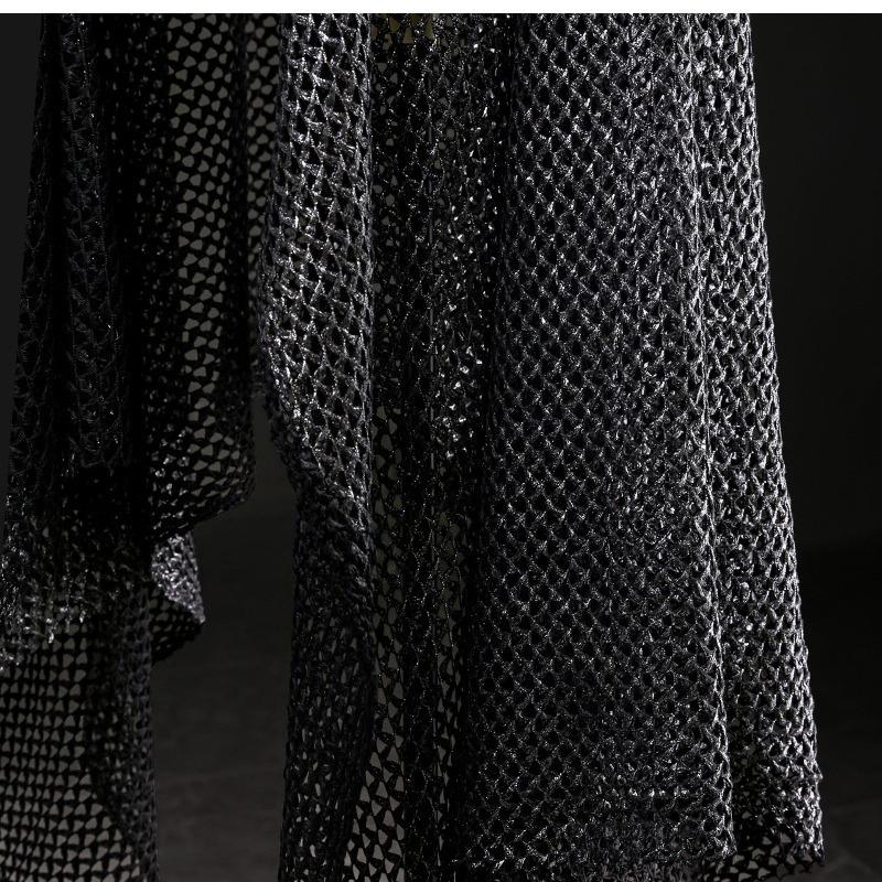 50/100/300cm Metal Gray Interwoven Grid Knitted Bronzing Net Fabric for Handmade Diy Sewing Apparel Wholesale Cloth Material