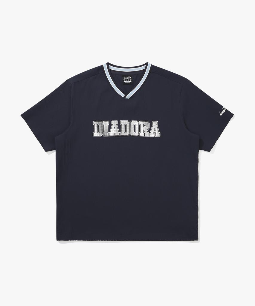 diadora Seersucker Short Sleeve Piste Navy
