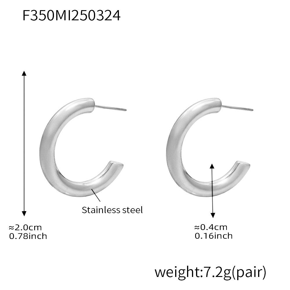 Qiong Yao Cross-border High-end Gold-plated Stainless Steel C-shaped Earrings - European & American Fashion Set with PVD Gold Color Retention.