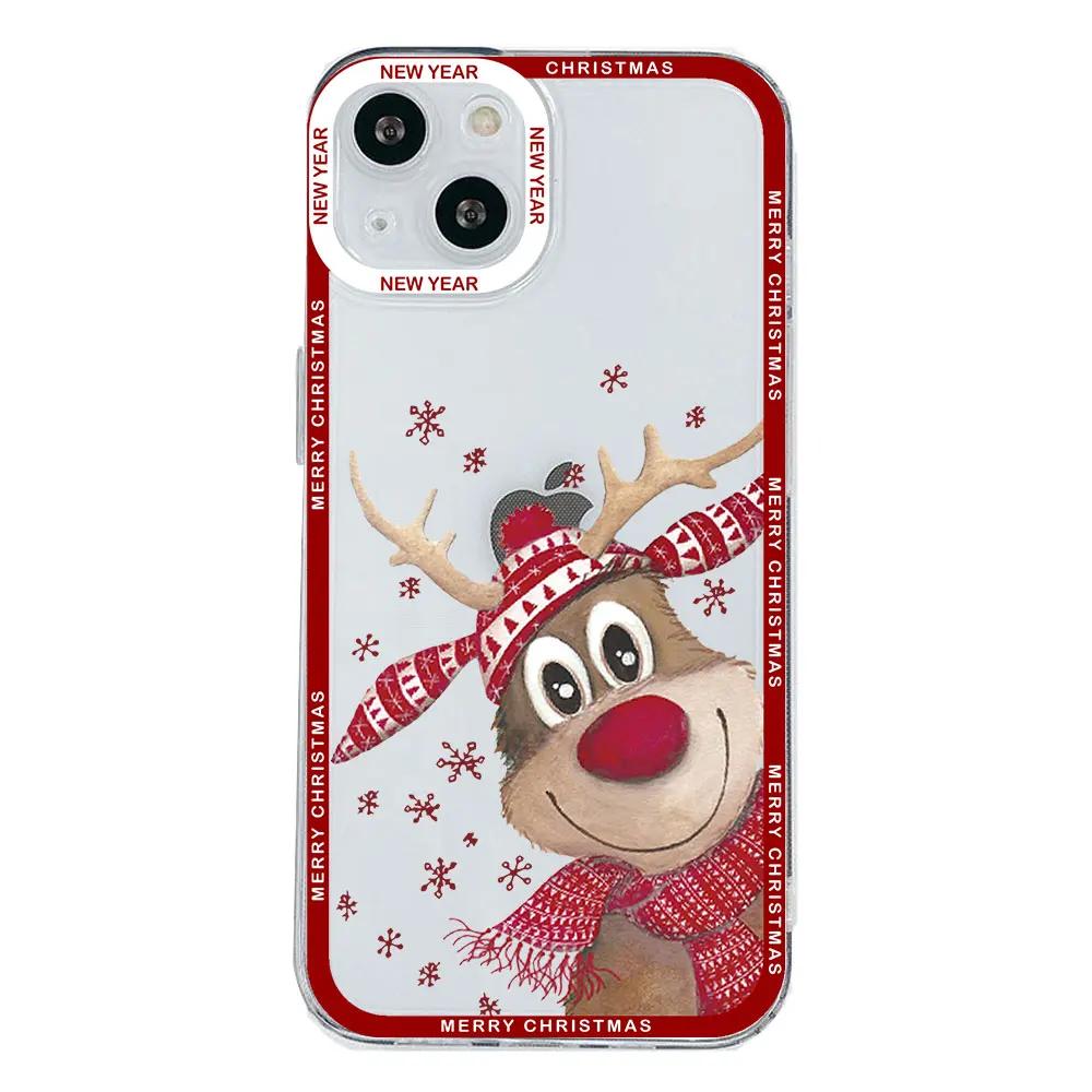 

New Year Gifts Snow Elk Merry Christmas Phone Case for iPhone 16 13 14 11 12 15 Pro Max Mini 7 8 Plus SE4 16E Soft Cover Fundas iPhone 7 8 SE20