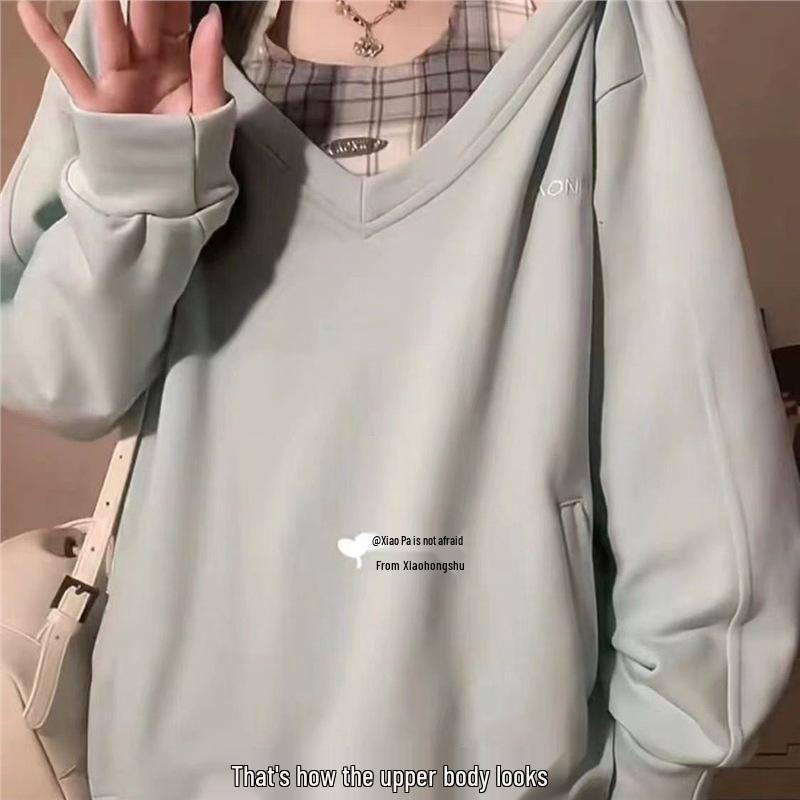 Plaid Hooded Two-Piece Sweatshirt - 2024 College Style Loose Fit