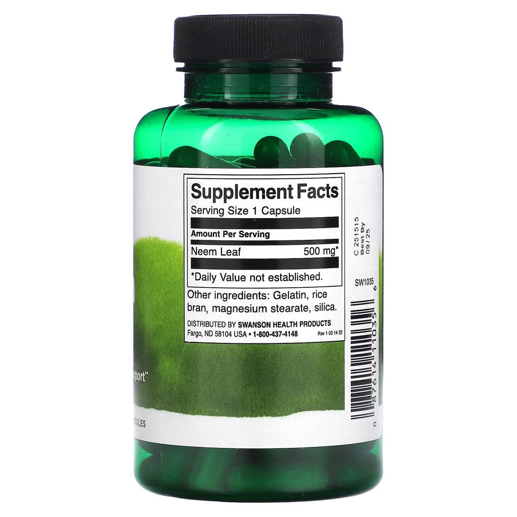 Neem Leaf, 500Mg, 100 Capsules