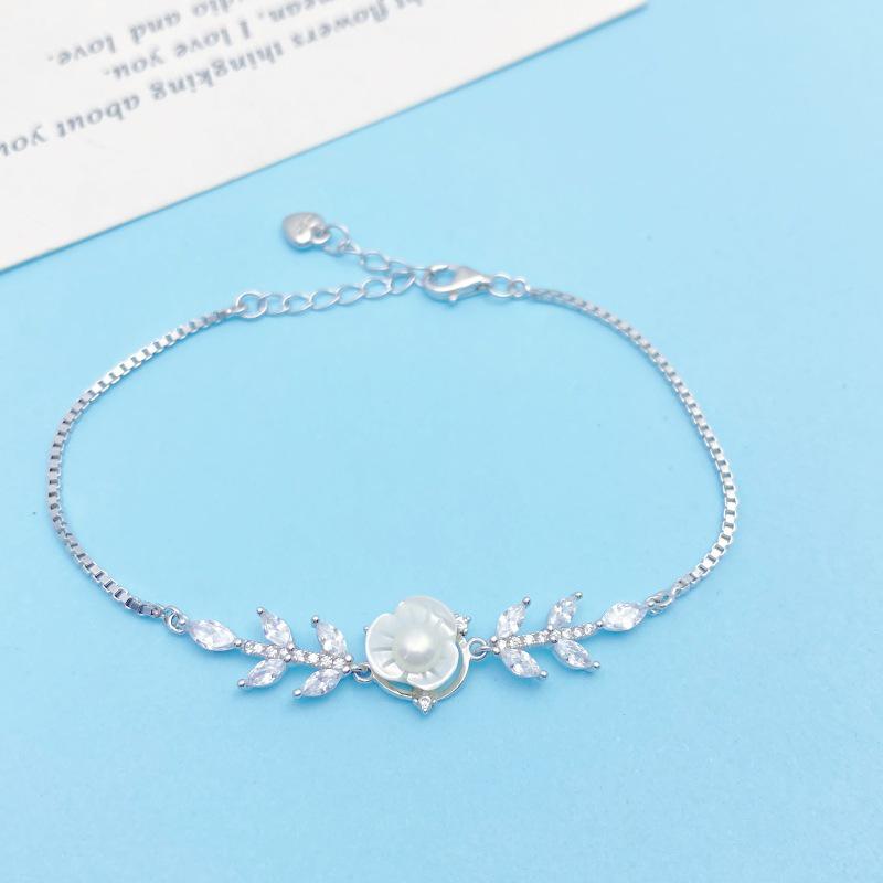 S925 Sterling Silver Pearl Flower Bracelet: Simple, Elegant, and Fashionable High-End Design Sterling Silver