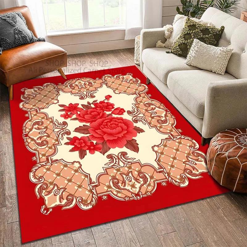 

Classic Vintage Flower Carpet for Living Room Bedroom Sofa Home Decoration Non-slip Floor Mat Modern Carpet Luxury Gift 60*90cm