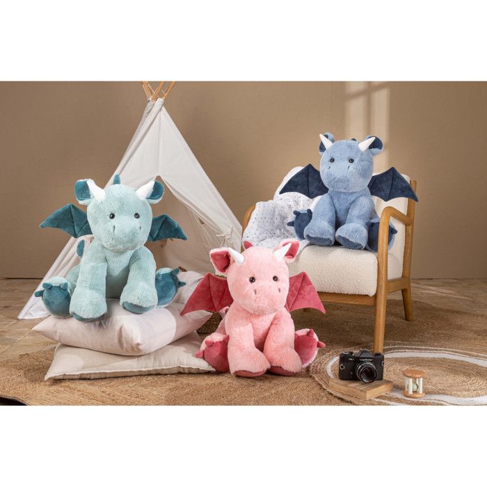 Peluche - Dragon Trendy Color Vert d'Eau - 50 Cm