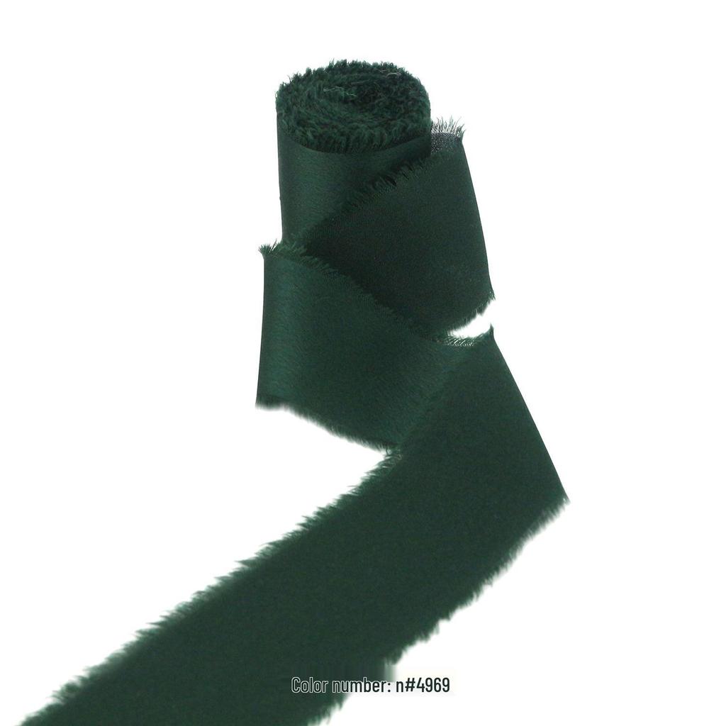 Hand-Tied Satin Chiffon Ribbon – Frayed Edge Silk Fabric for Gift Decoration