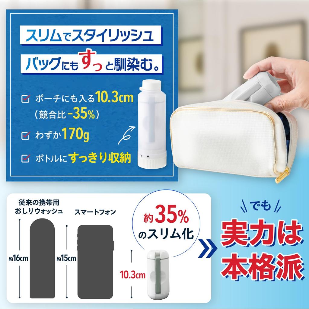 Splash Pure Portable Shower Includes Storage Bag and Water Bottle High Water Travel and Disaster Preparedness Item Toilet, Electric, USB-C