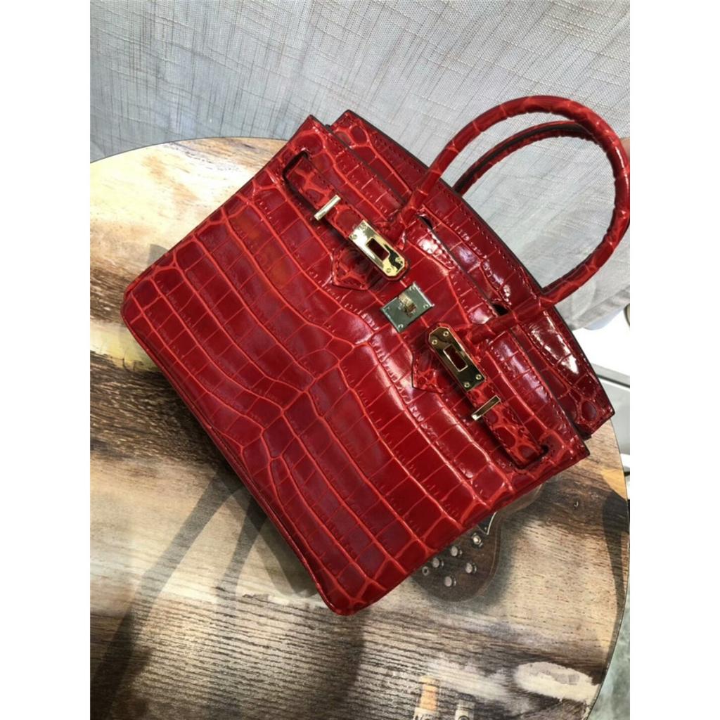 FD64102940 Herbst und Winter neue Platin Macaron Serie Krokodilmuster tragbare Schulter Rindsleder Tasche 25CM