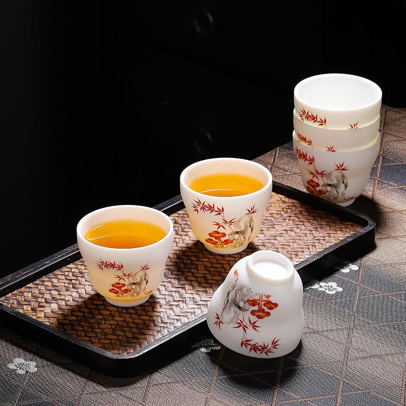 Dehua Speckjade Weißporzellan High-End Handbemalte Meistertasse Geschenk Punkteaustauschgeschenk Keramik Teeservice Teetasse